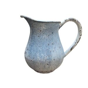 Rustic Pitcher Farmhouse Distressed Vase Finish Blue White‎ Aprox 12"